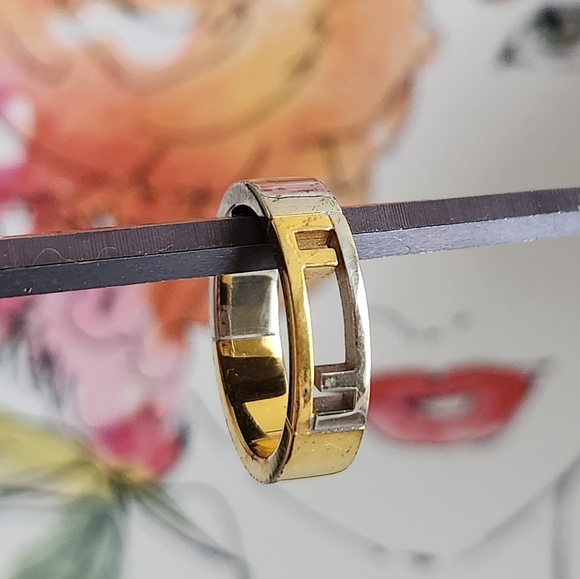 FENDI Gold Silver Tone Ring size 10 - Picture 2 of 6